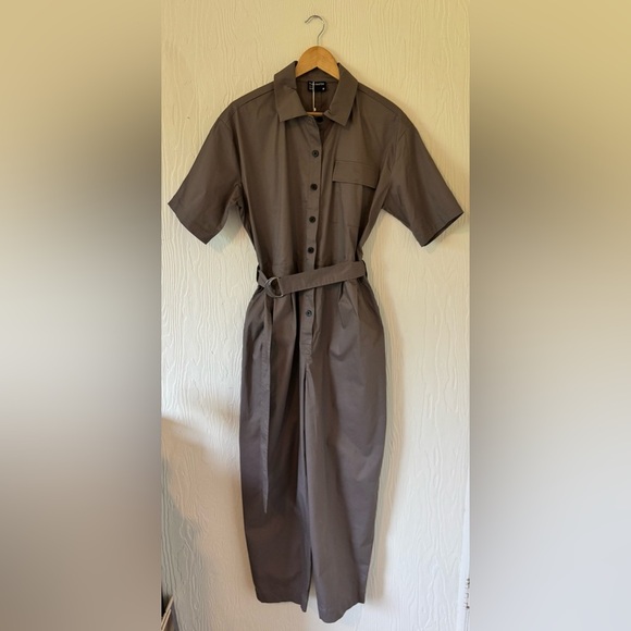 NWT Frank And Oak Clay Grey Taupe Utility Combat Oversized Parachute Jumpsuit - Picture 8 of 15